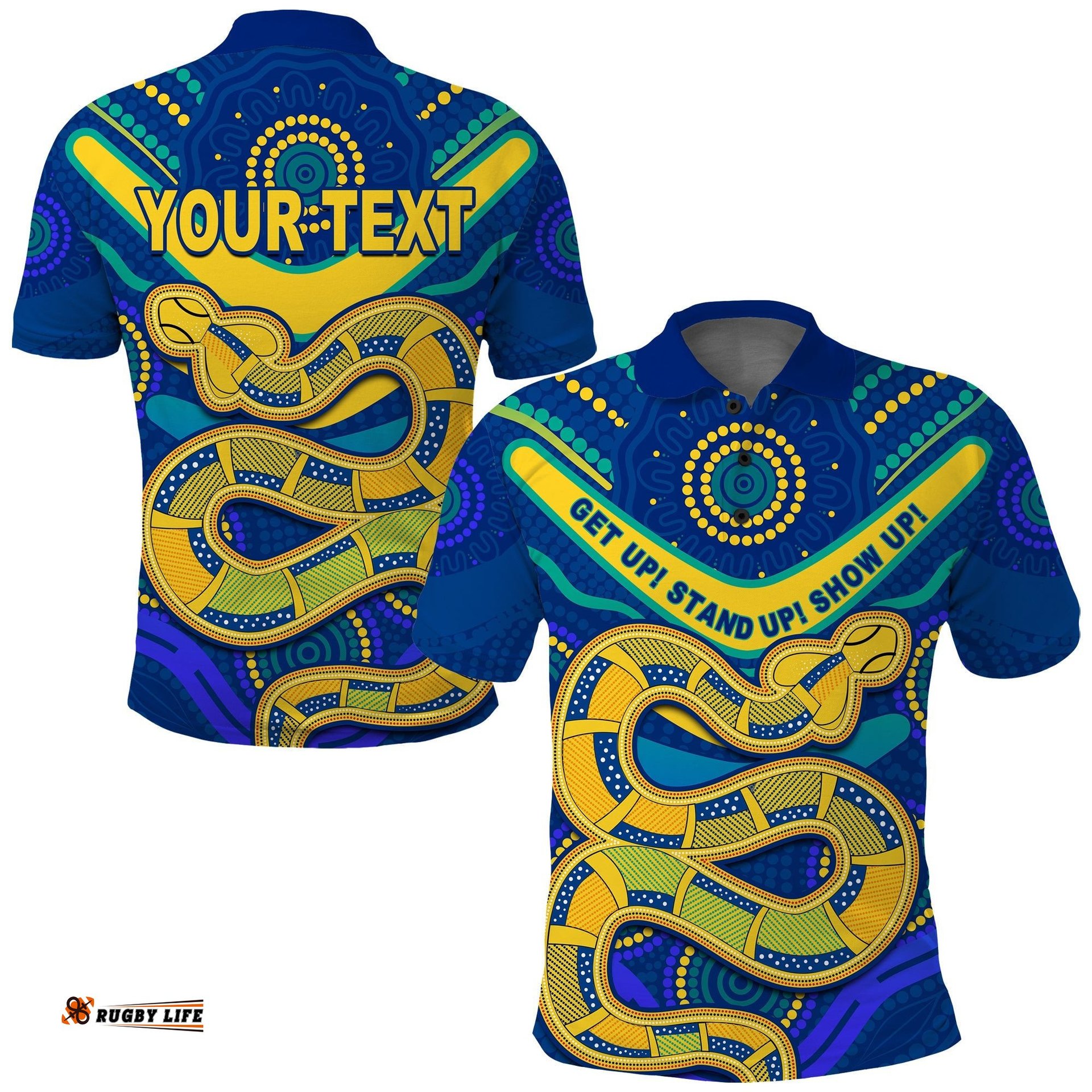 Custom Personalised Eels NAIDOC Week 2022 Polo Shirt Aboriginal Get Up