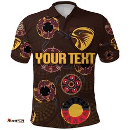 Custom Personalised Hawthorn Polo Shirt Hawks Indigenous - Brown