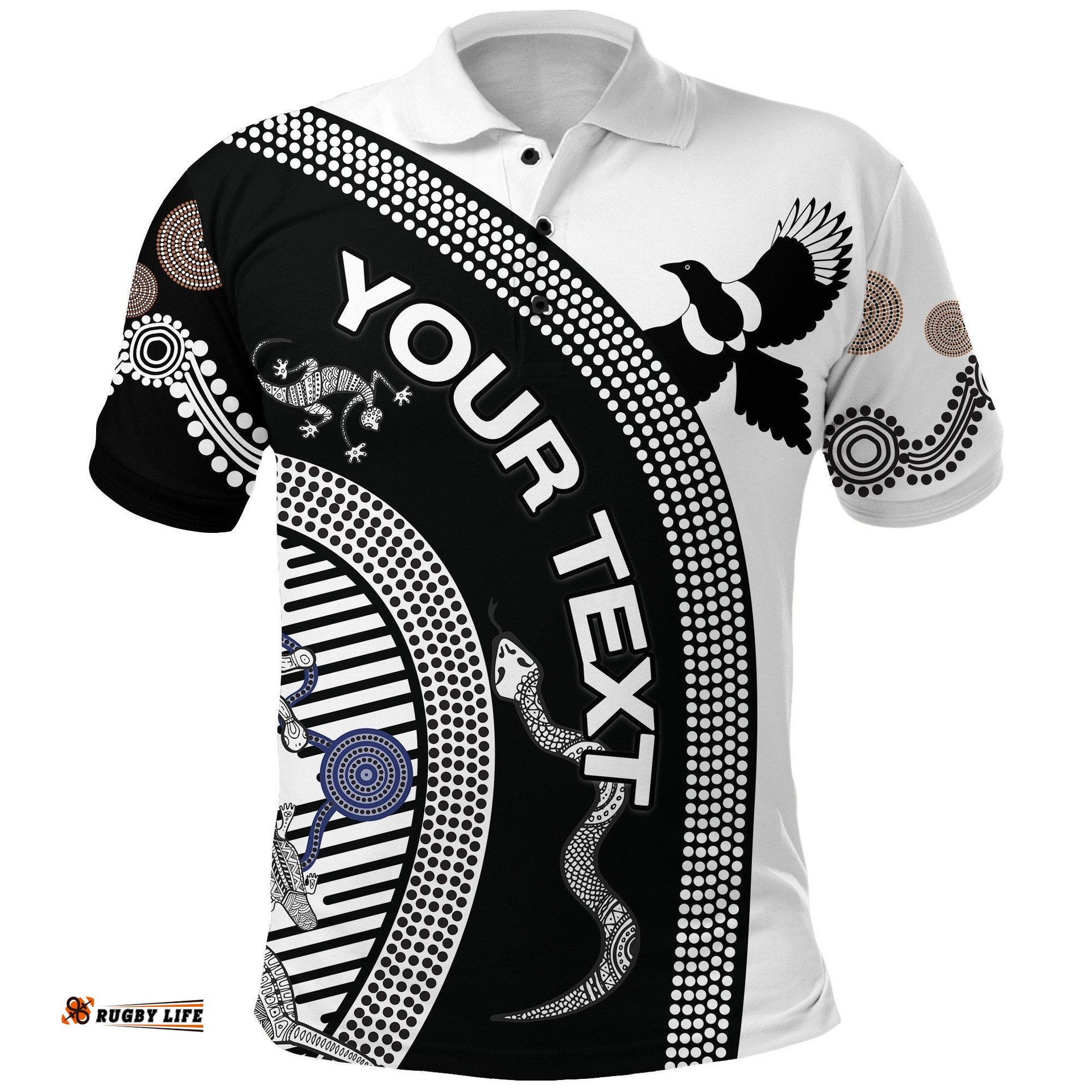 Custom Personalised Collingwood Polo Shirt Pies Unique Indigenous