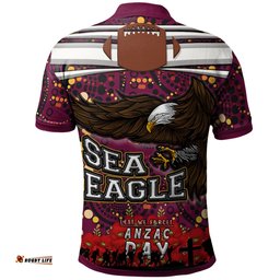 Sea Eagles Rugby Custom Polo Shirt - Aboriginal Manly Warringah Sea Eagles With Poppy Flower Polo Shirt