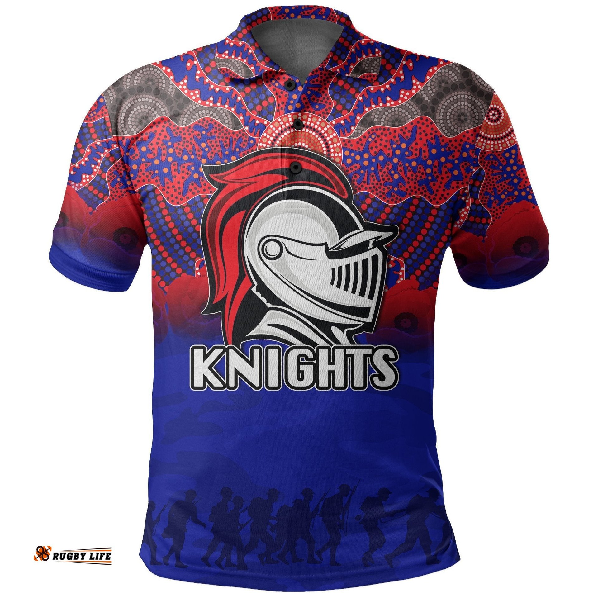 Knights Polo Shirt Aboriginal Anzac Day