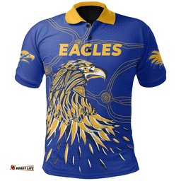 Australian Football Polo Shirt West Coast Eagles Indigenous - Blue