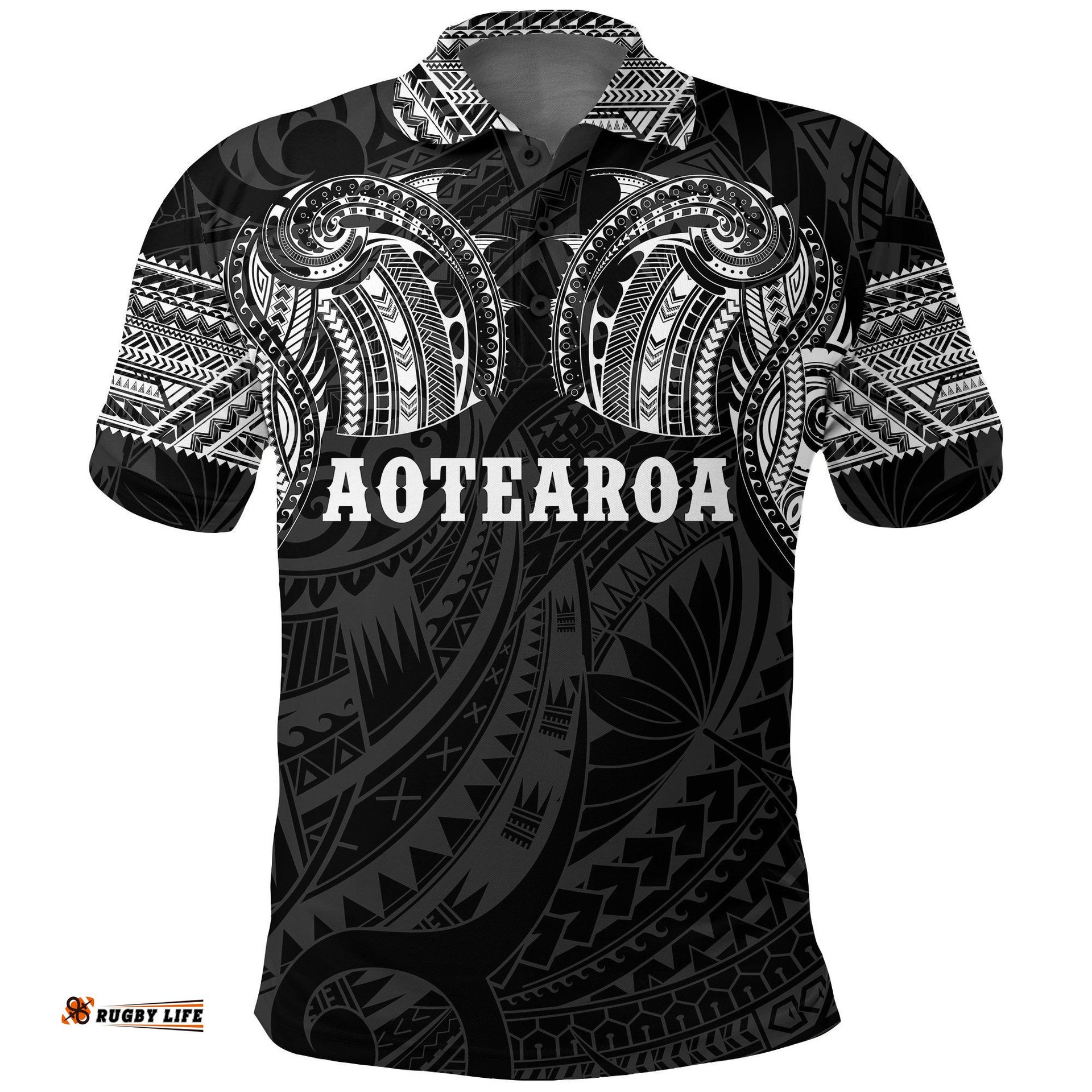 Aotearoa Maori Tattoo Black And White Polo T Shirt