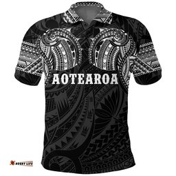 Aotearoa Maori Tattoo Black And White Polo T Shirt