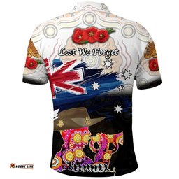 Australia Aboriginal ANZAC Polo Shirt Remembrance Vibes - White