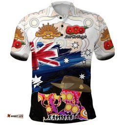 Australia Aboriginal ANZAC Polo Shirt Remembrance Vibes - White