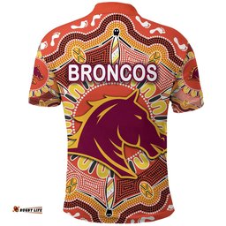 Custom Personalised Brisbane Polo Shirt Broncos Indigenous Warm Vibes