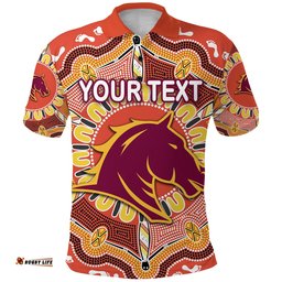 Custom Personalised Brisbane Polo Shirt Broncos Indigenous Warm Vibes