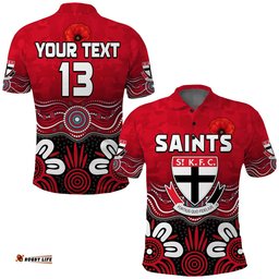 Custom Text and Number Saints Anzac 2022 Polo Shirt St Kilda Aboriginal Remember Them