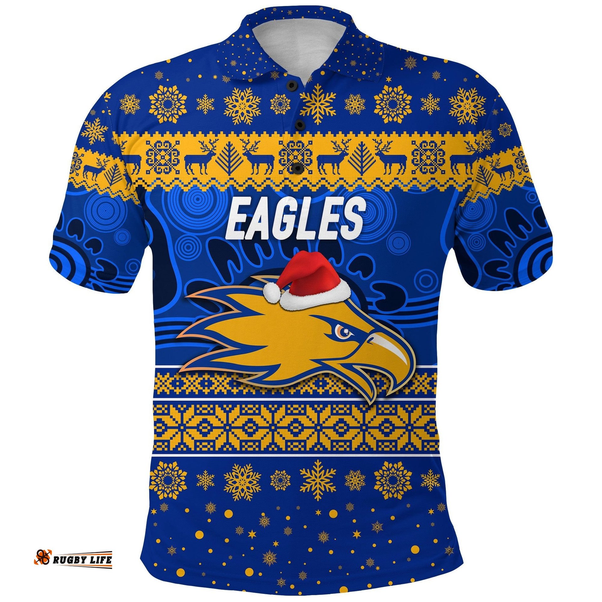 West Coast Eagles Polo Shirt Christmas Simple Style - Blue
