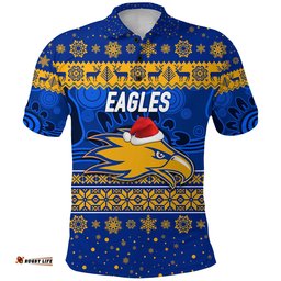 West Coast Eagles Polo Shirt Christmas Simple Style - Blue