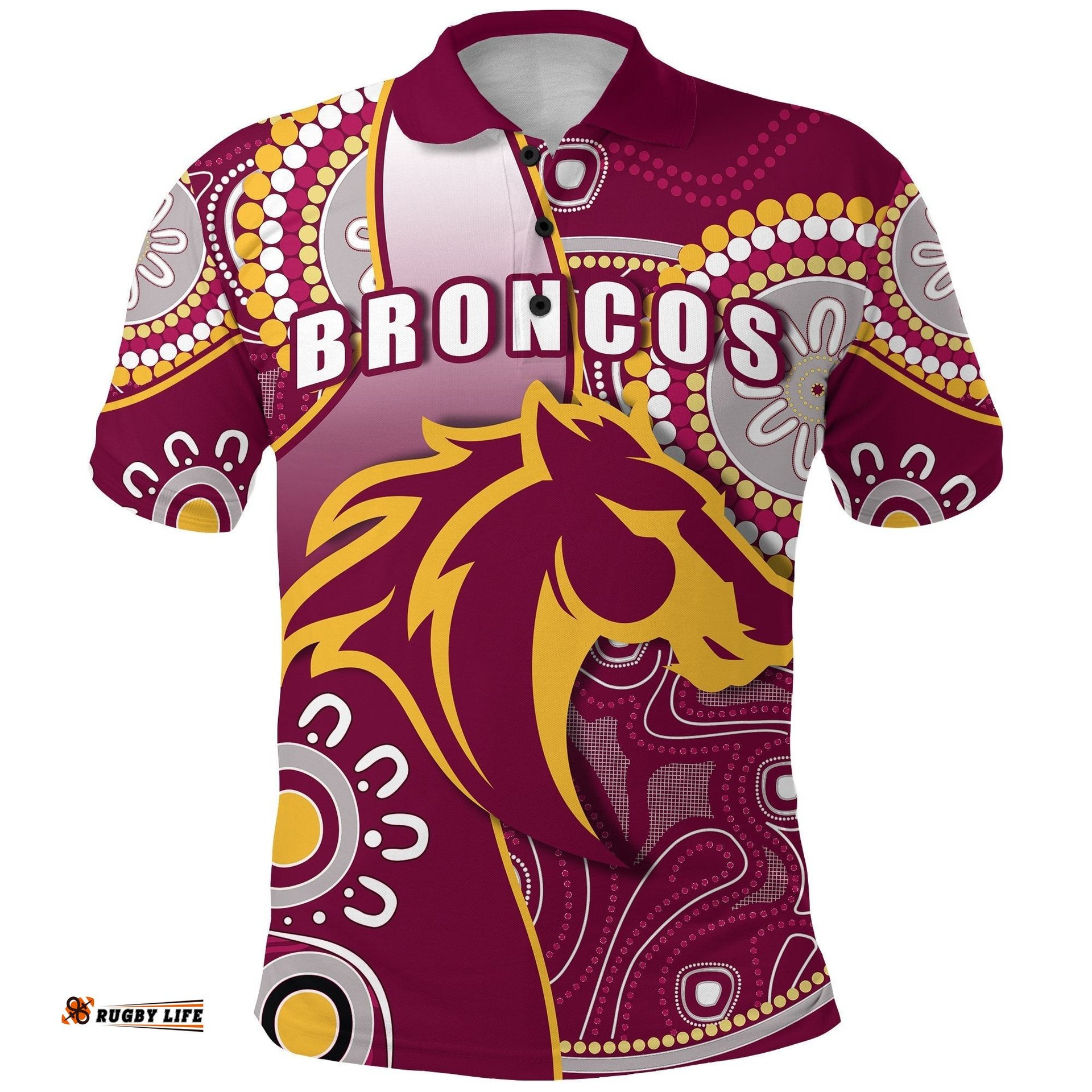 Broncos Indigenous Polo Shirt Brisbane Strong