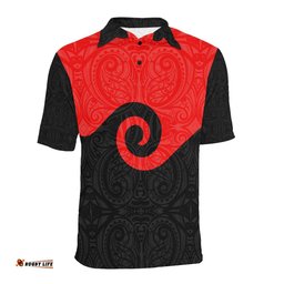 Maori Black And Red Polo T Shirt