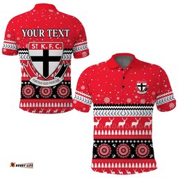 Custom Personalised Saints Christmas Polo Shirt Indigenous St Kilda Football