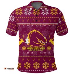 Brisbane Broncos Polo Shirt - Christmas Ugly Style -
