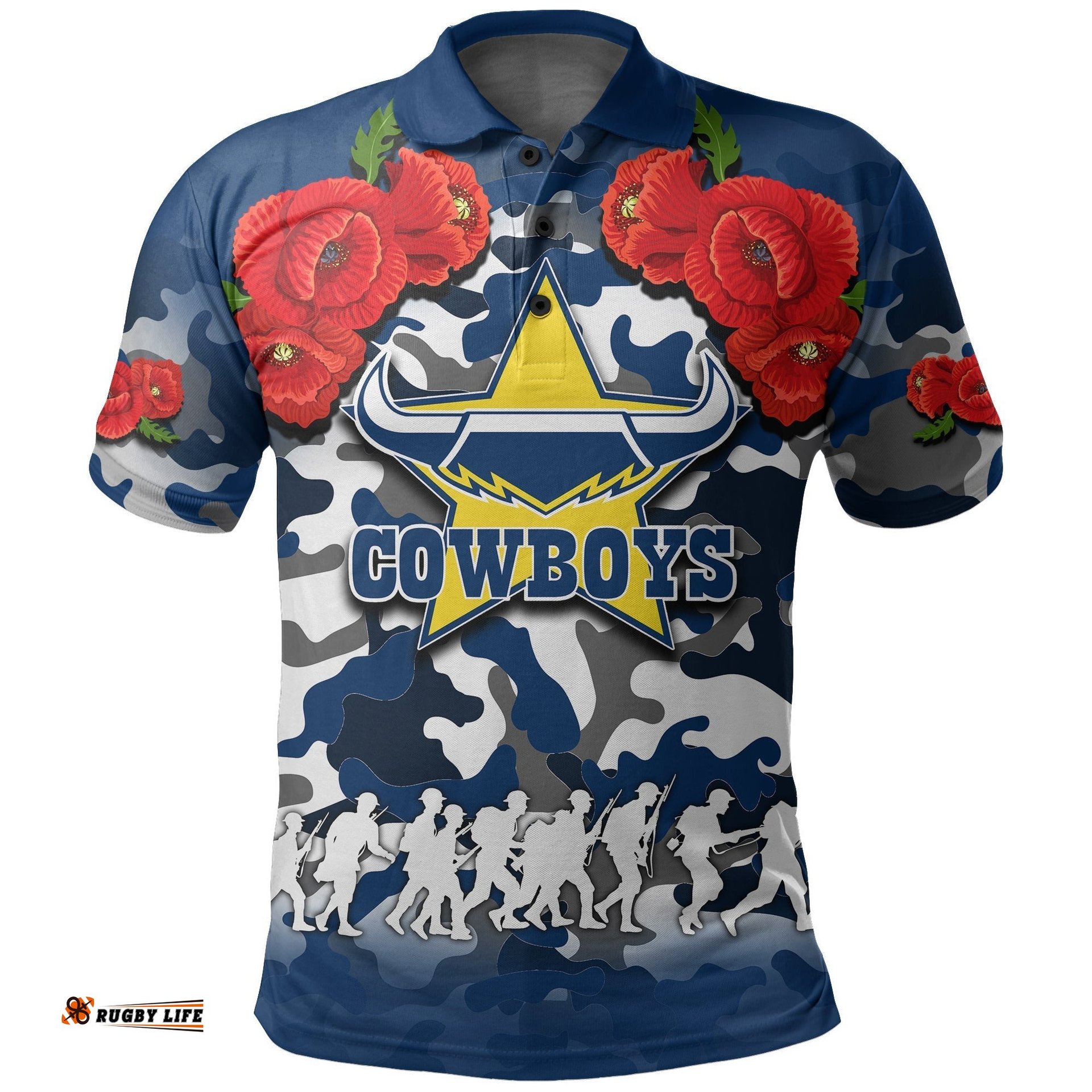 Anzac Day Polo Shirt Cowboys Army Style No.1