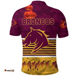 Brisbane Broncos Polo Shirt Anzac Day Simple Style - Maroon