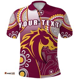 Custom Personalised Broncos Indigenous Polo Shirt Brisbane Strong