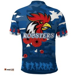 Roosters Anzac Day Polo Shirt Military - Blue