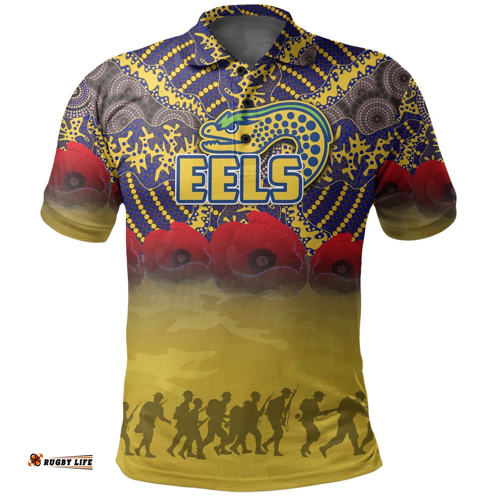 Parramatta Eels Polo Shirt Aboriginal Anzac Day