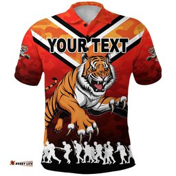 Custom Personalised Wests Polo Shirt Tigers Anzac Vibes