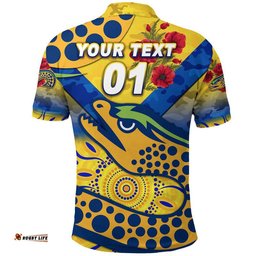 Custom Personalised Parramatta Eels ANZAC 2022 Polo Shirt Indigenous Vibes - Gold