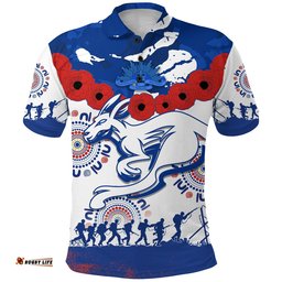 Custom Personalised Kangaroos Remembrance Anzac Day Polo Shirt Indigenous North Melbourne