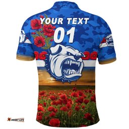 Custom Personalised Western Bulldogs ANZAC Polo Shirt Poppy Vibes