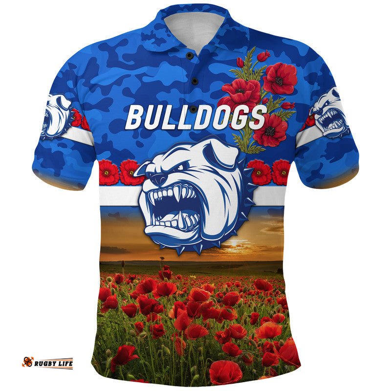 Custom Personalised Western Bulldogs ANZAC Polo Shirt Poppy Vibes