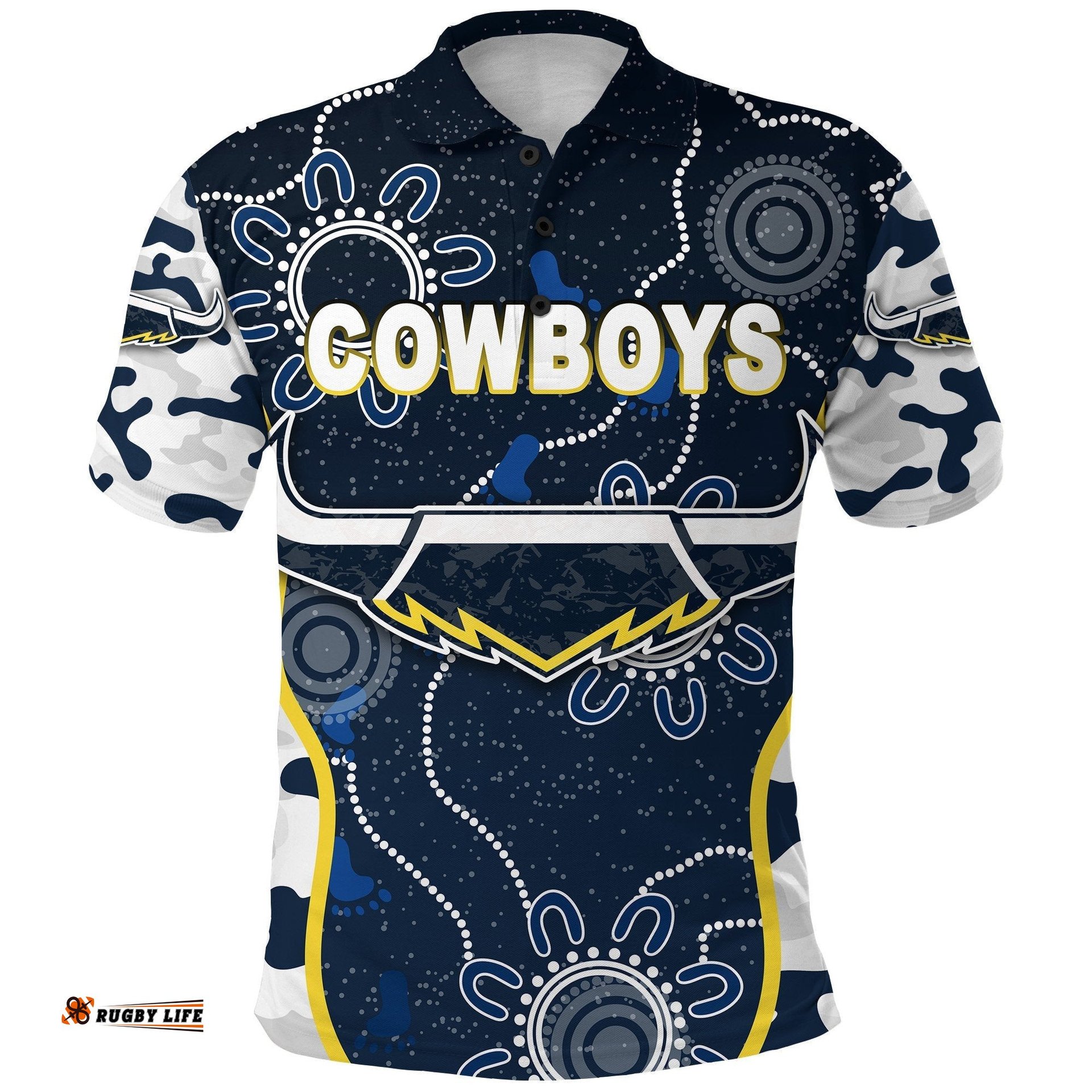North Queensland Cowboys Polo Shirt Anzac Day Camouflage Indigenous