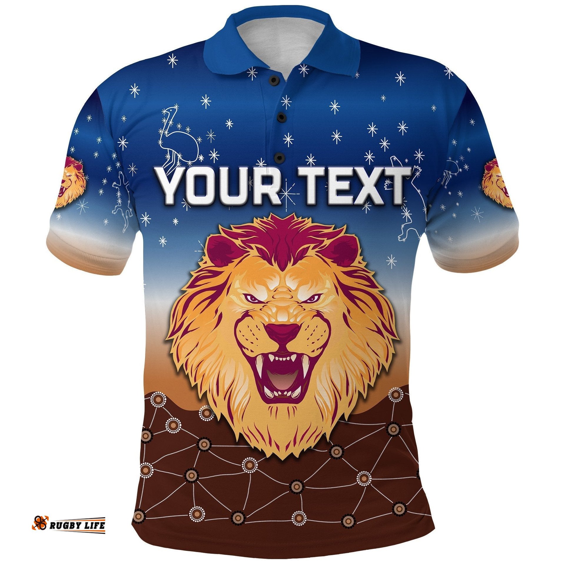 Custom Personalised Brisbane Lions Polo Shirt Simple Indigenous