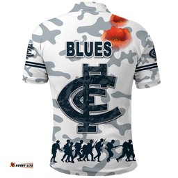 Custom Personalised Carlton Polo Shirt Blues Anzac Vibes - White