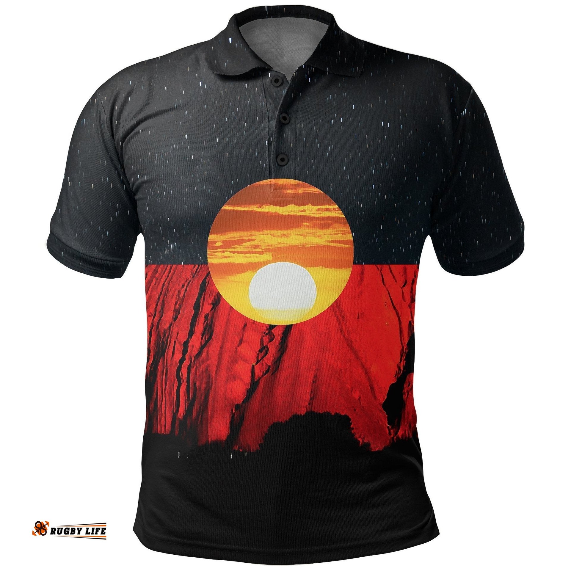 Vibe Hoodie Australia Aboriginal Flag Polo Shirt K5 - Limited Edition
