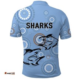Cronulla Polo Shirt Sharks Unique Indigenous