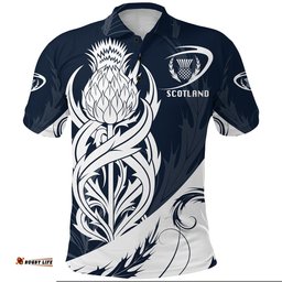Scottish Rugby Polo Shirt Thistle Vibes - Navy