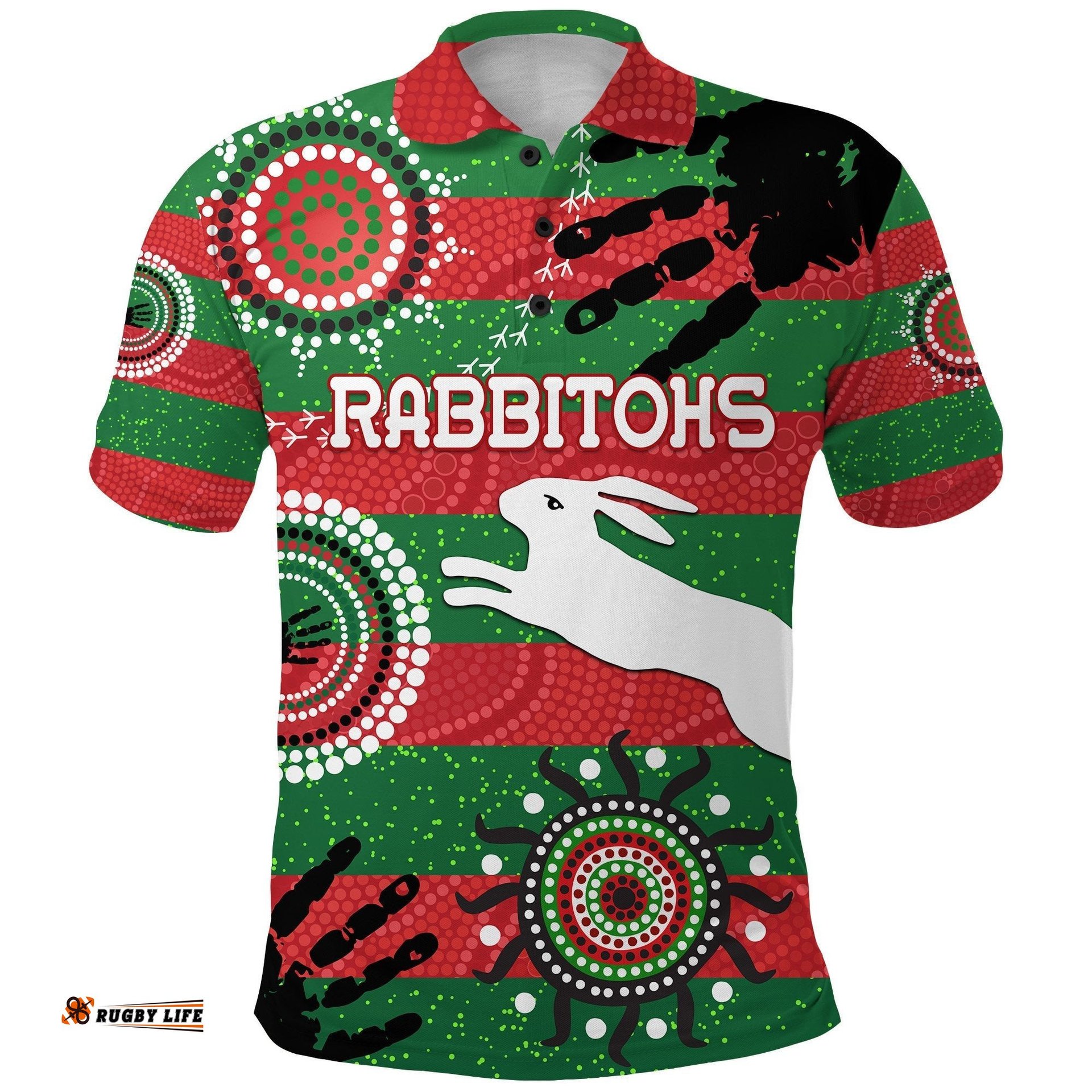 South Sydney Rabbitohs Indigenous Polo Shirt Country Style No.1