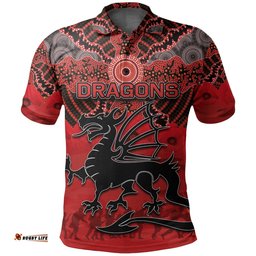 St. George Illawarra Dragons Polo Shirt Anzac Day Aboriginal