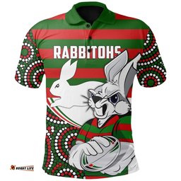 Rabbitohs Indigenous Rugby Cartoon Polo Shirt