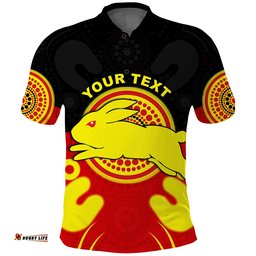 Custom Personalised Rabbitohs Indigenous Polo Shirt Style Aboriginal Flag