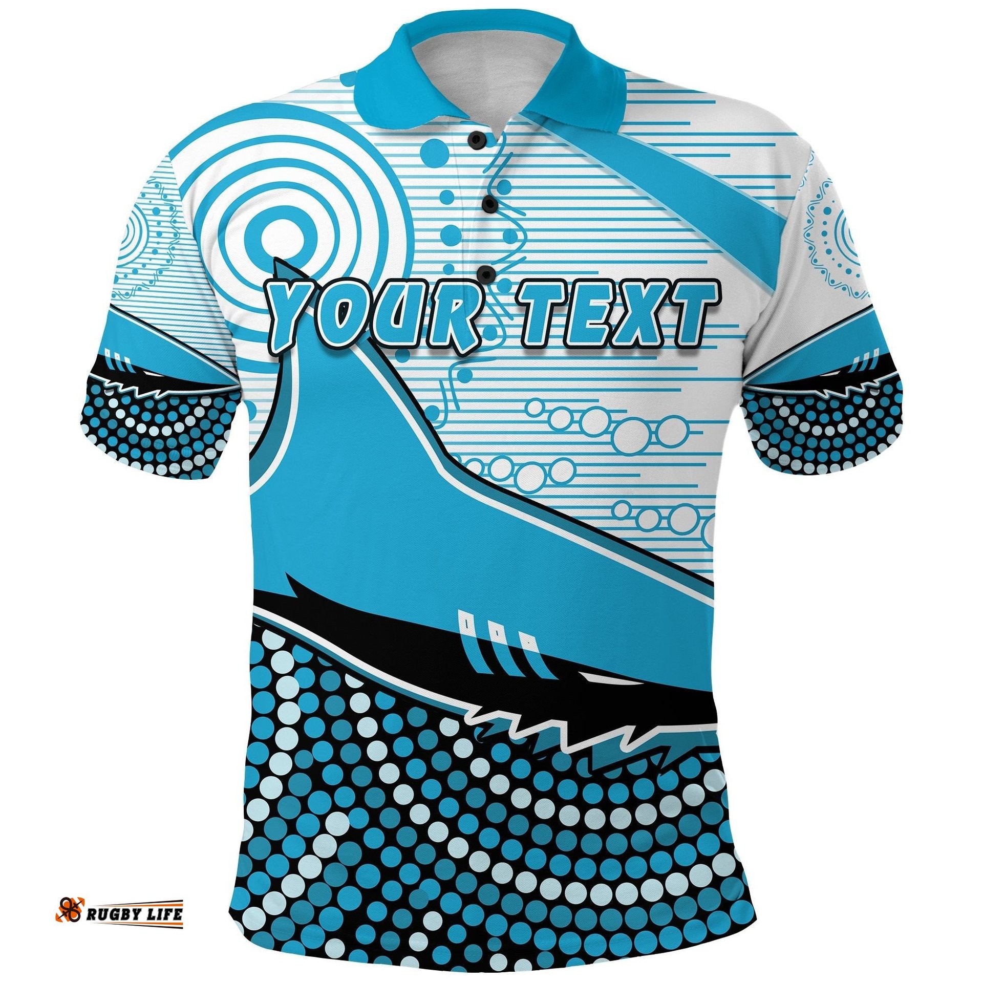 Custom Personalised Sharks Polo Shirt Cronulla Indigenous Unique
