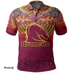 Brisbane Broncos Polo Shirt  Aboriginal Anzac Day