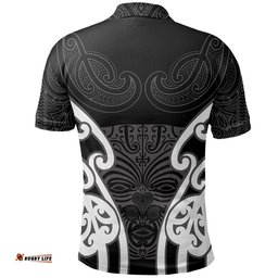Aotearoa Polo Shirt Maori Moko Black-White