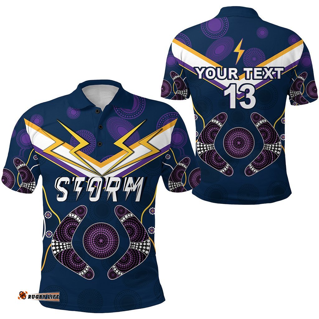 Custom Personalised Storm Polo Shirt Melbourne Indigenous Champion - Custom Text and Number
