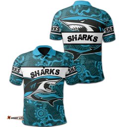 Sharks  Polo Shirt Cronulla Aboriginal Power Style