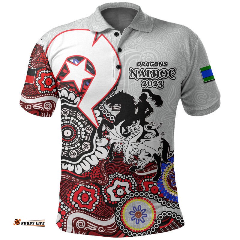 Dragons Rugby Polo Shirt NAIDOC 2023 Patterns Amazing Aussie