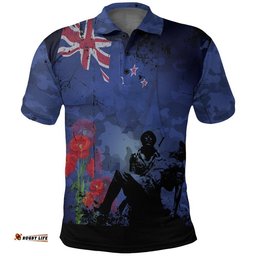 Vibe Hoodie Clothing - New Zealand Anzac Day Soldier & Poppy Camouflage Polo Shirt