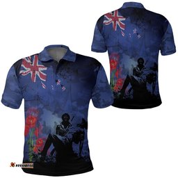 Vibe Hoodie Clothing - New Zealand Anzac Day Soldier & Poppy Camouflage Polo Shirt