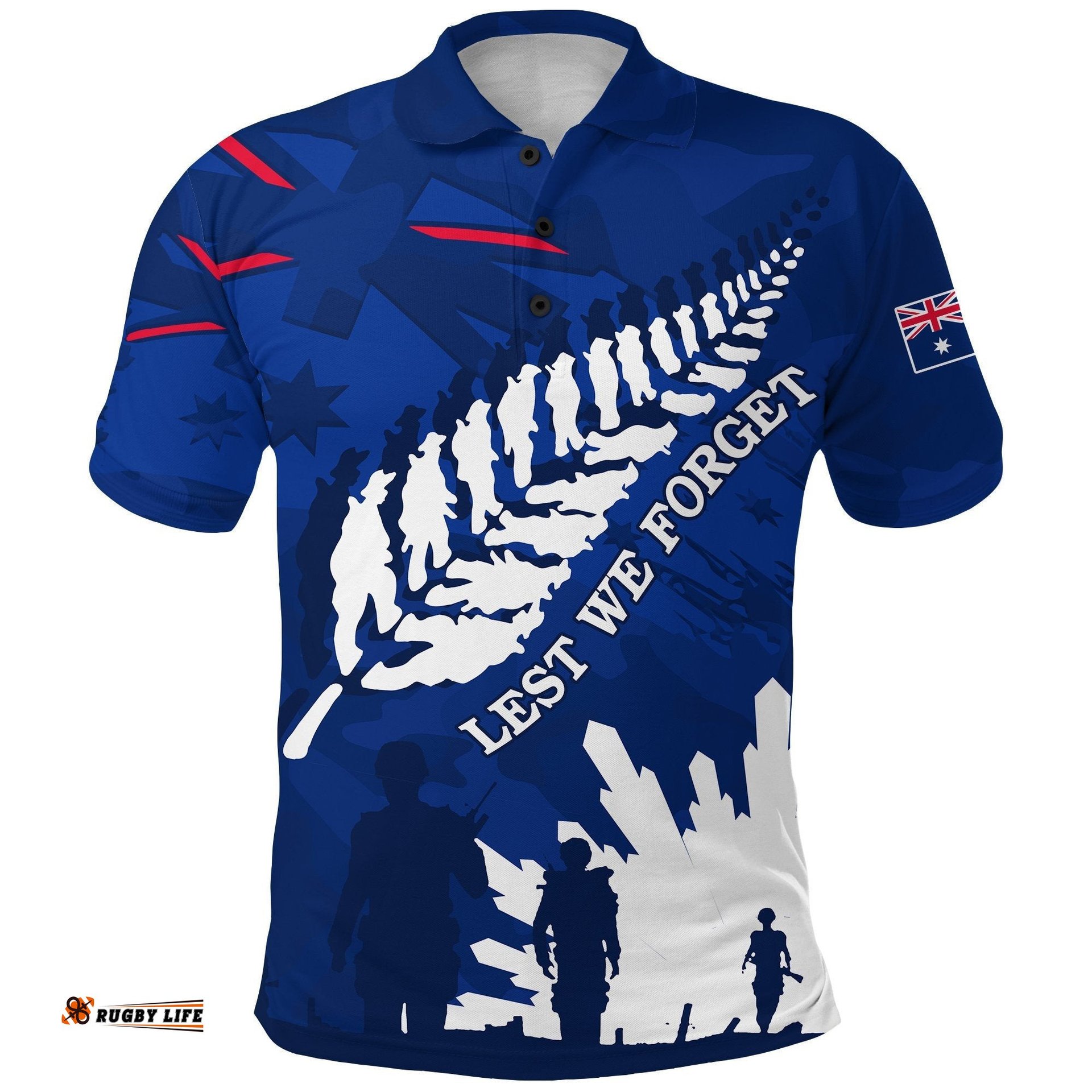 Australian Anzac Day Polo Shirt Camouflage Mix Fern New Zealand