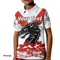 Custom Personalised Dragons Anzac Day 2022 Polo Shirt We Will Remember Them