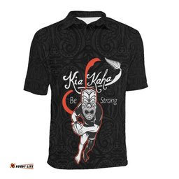 Rugby Be Strong Version Black New Zealand Polo T Shirt